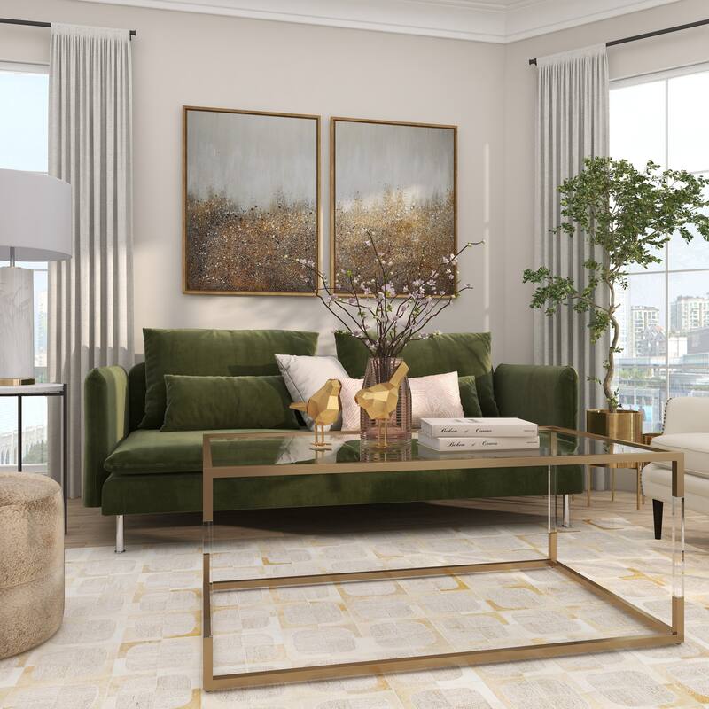 CosmoLiving by Cosmopolitan Canvas Glitter Flakes Geode Living Room Framed Wall Art with Gold Frame