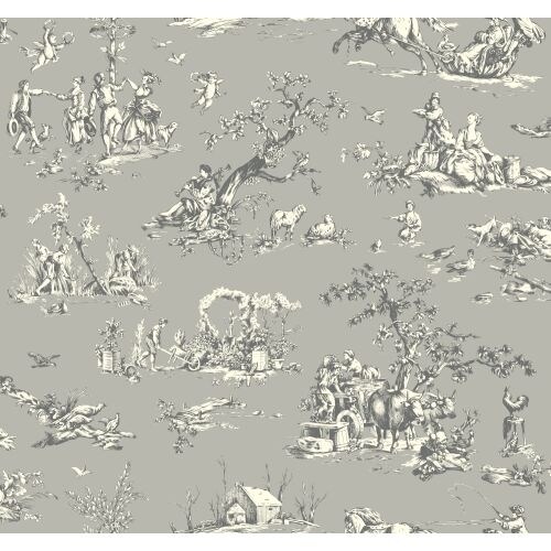 Shop York Wallcoverings Ab2131 Black And White Scenic Toile