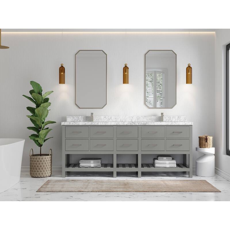 Willow Collections 84 in. W x 22 in. D Parker Double Sink Bathroom vanity with Regular Countertop