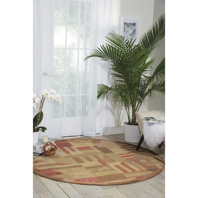 Nourison Somerset Contemporary Abstract Area Rug - 5'6" Round - Multi - Runner/Round