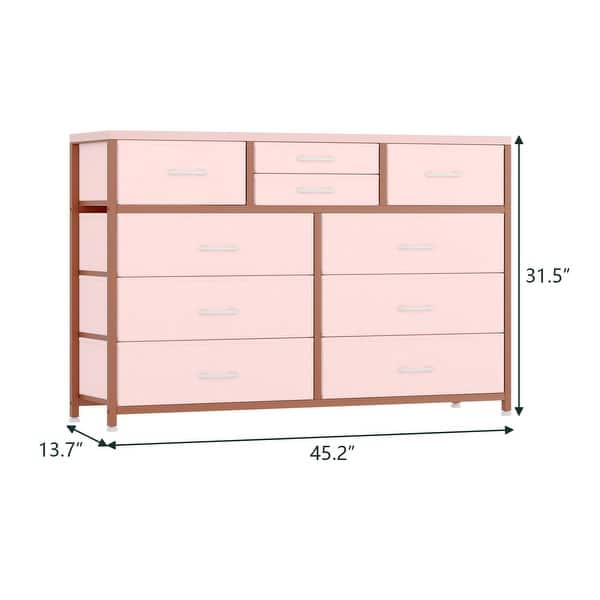 dimension image slide 3 of 5, Modern Dresser TV Stand with 10 Drawers - n/a