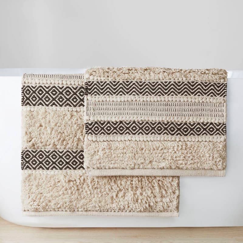 INK+IVY Asher Woven Texture Stripe Bath Rug