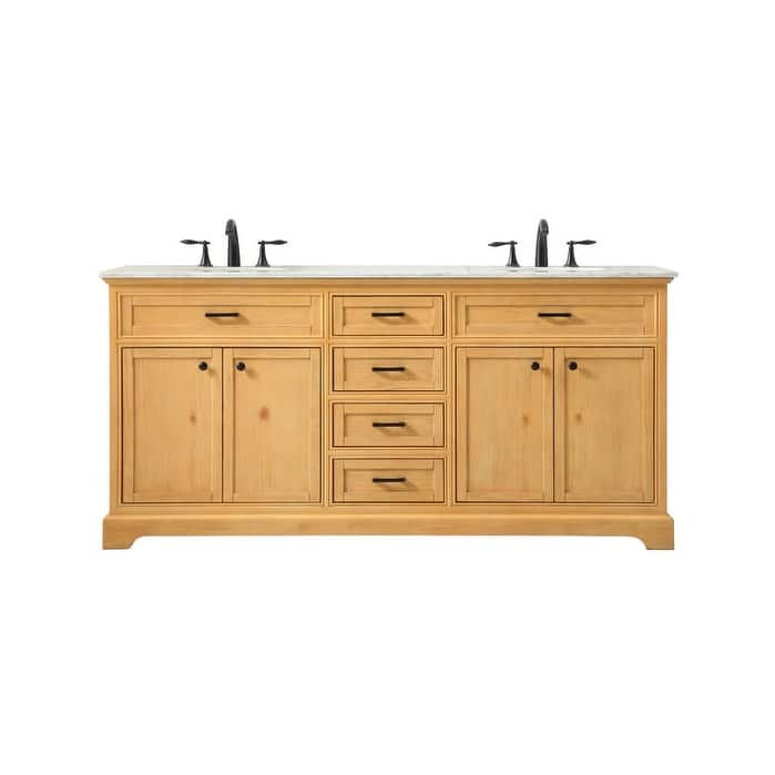 Elegant Lighting VF15072D Americana 72" Free Standing Double Basin - Natural Wood - Wood Finish