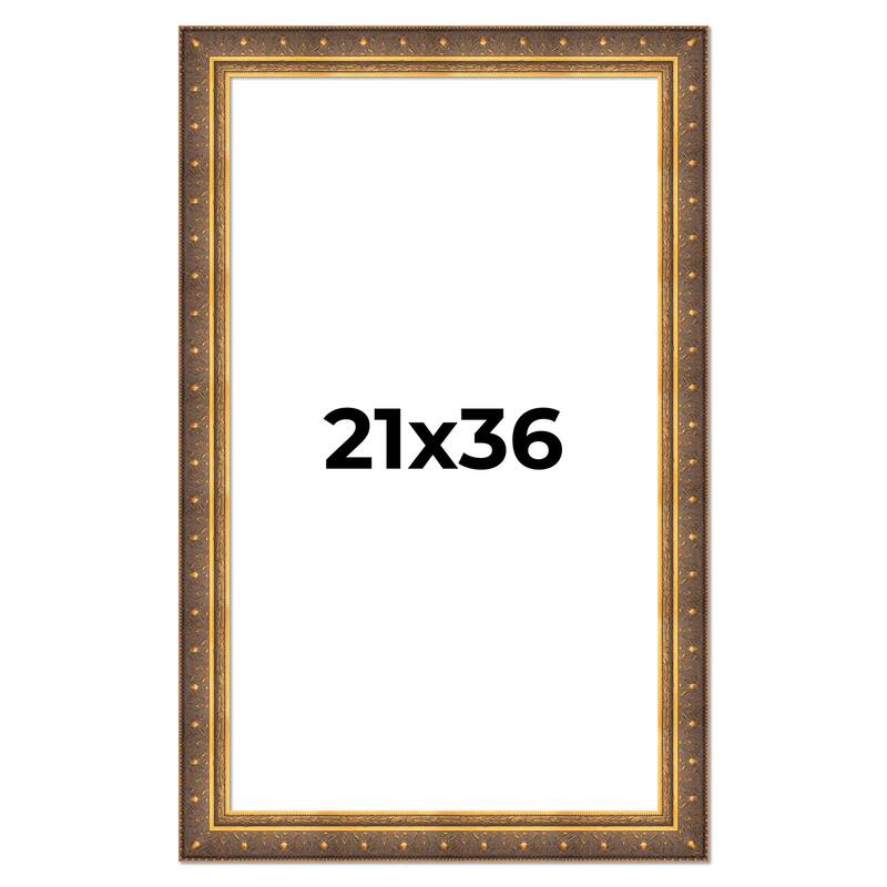 21x36 Frame Vintage Gold Solid Wood Picture Frame | 2.5 Inch Moulding
