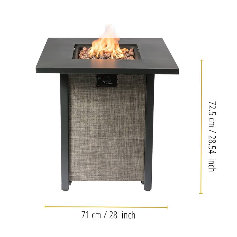 Teamson Home Outdoor 28" Propane Gas Fire Pit with Woven Textilene Base, Beige