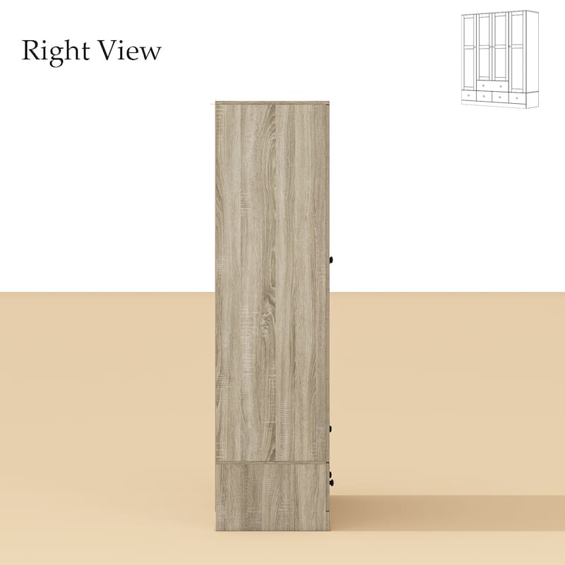 Natural Charm Wooden Armoire - Breathable Rattan Design Ample Storage