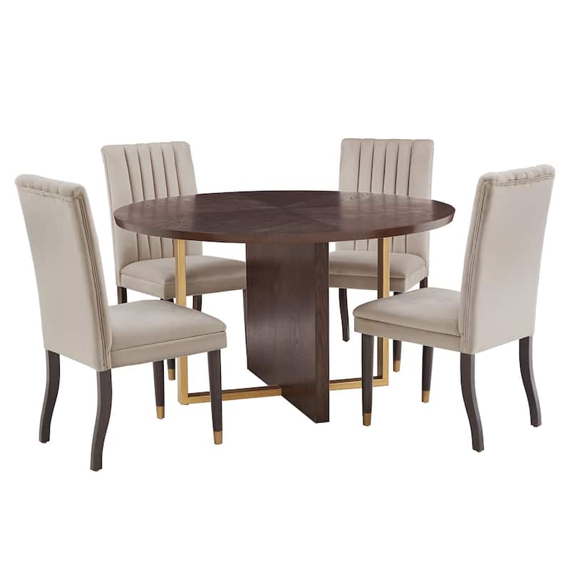 Andrea Espresso and Velvet 5-Piece Dining Set by iNSPIRE Q Modern - Taupe