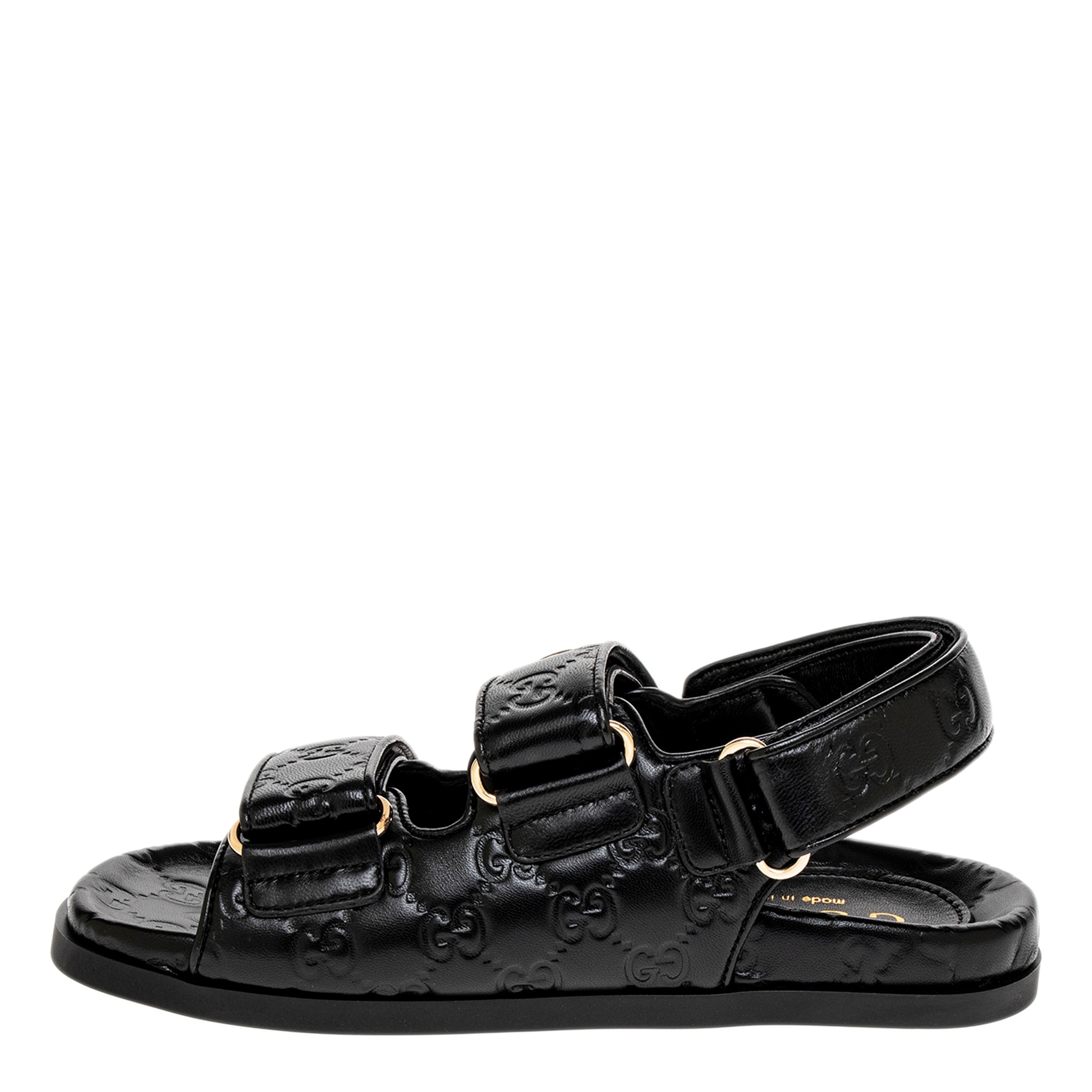Gジー Gucci Leather Sandal with Double G - Overstock - 42956317