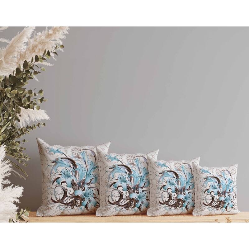 Lily Legends Faux Suede Reversible Throw Pillow Brown and Sky