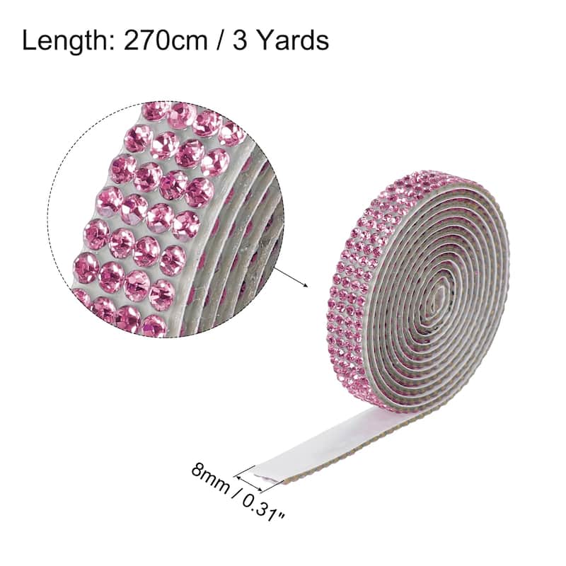 3Roll 3 Yards 8mm Diamond Ribbon White - Dark Pink - 8mm