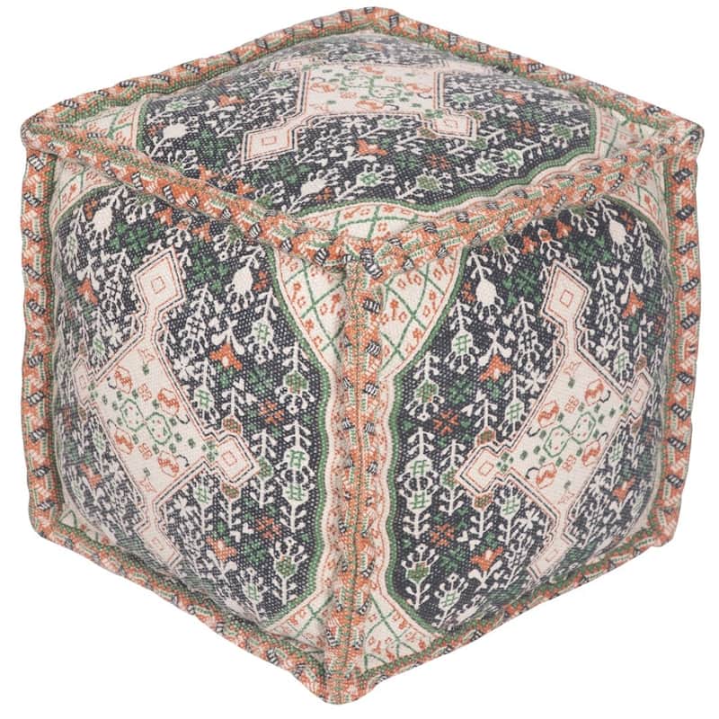 HERAT ORIENTAL Handmade Indo Cotton Pouf (India) - 16" x 16" x 16"