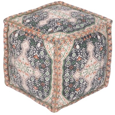 HERAT ORIENTAL Handmade Indo Cotton Pouf (India) - 16" x 16" x 16"