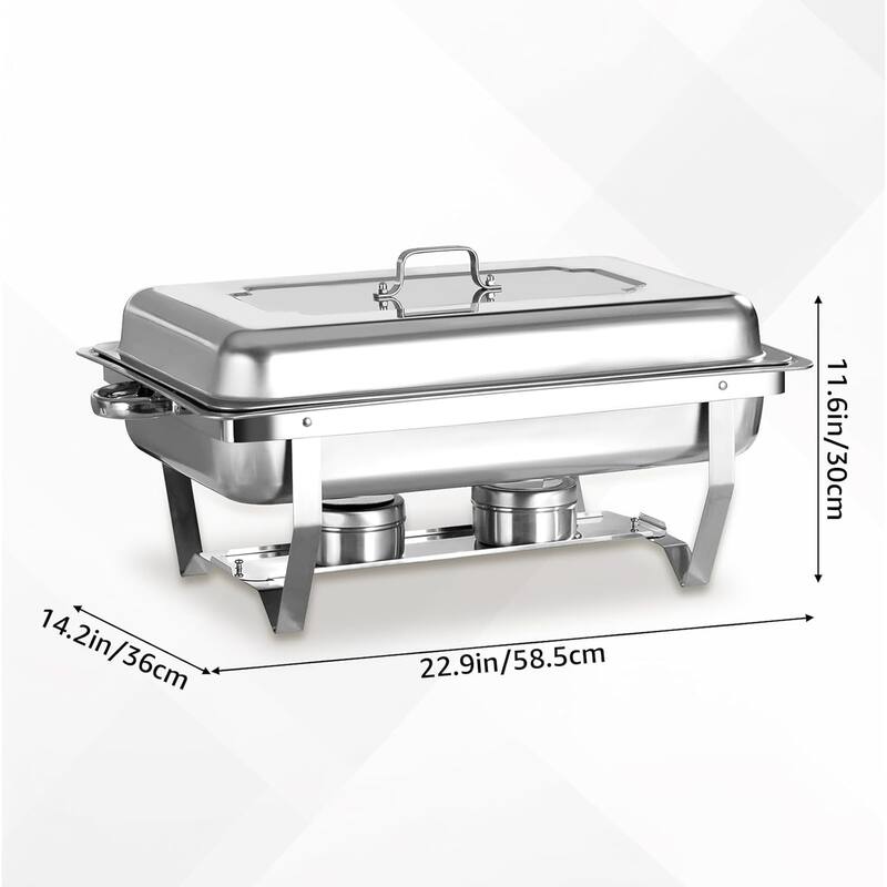 4 Pack Chafing Dish Buffet Set, 8QT Stainless Steel 1/2 Size Pan Chafing Dish, Chafers and Buffet Warmer Sets for Wedding