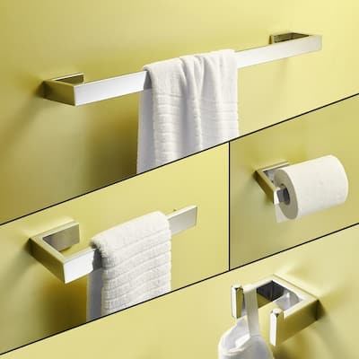 Bathroom Hardware Set Mirror 4-Pieces Bathroom Towel Rack 24 Inches Adjustable Bathroom Accessories Set - Chrome
