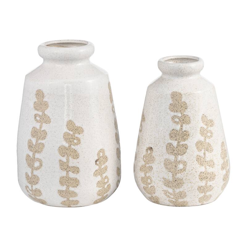 Sagebrook Home Decorative Ivory Botanical Floral Ceramic Vase