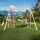 preview thumbnail 1 of 6, EROMMY All-Weather Cedar Wooden Swing Set - 2 Belt Swings & Trapeze Bar for Kids Backyard - Wood Wood
