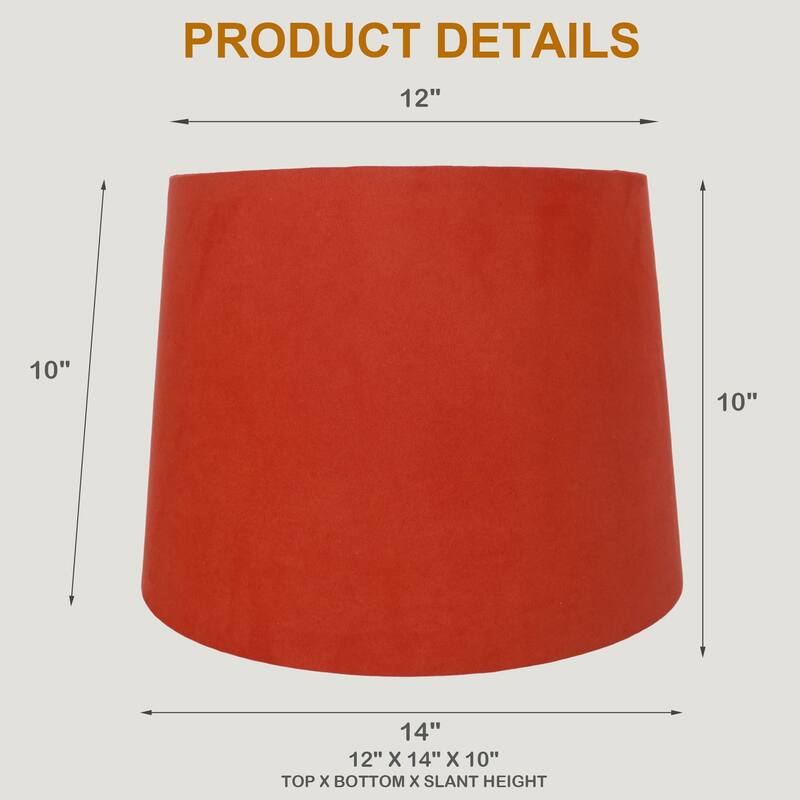 Suede Hardback Lamp Shade, 12" Top, 14" Bottom, 10" Slant
