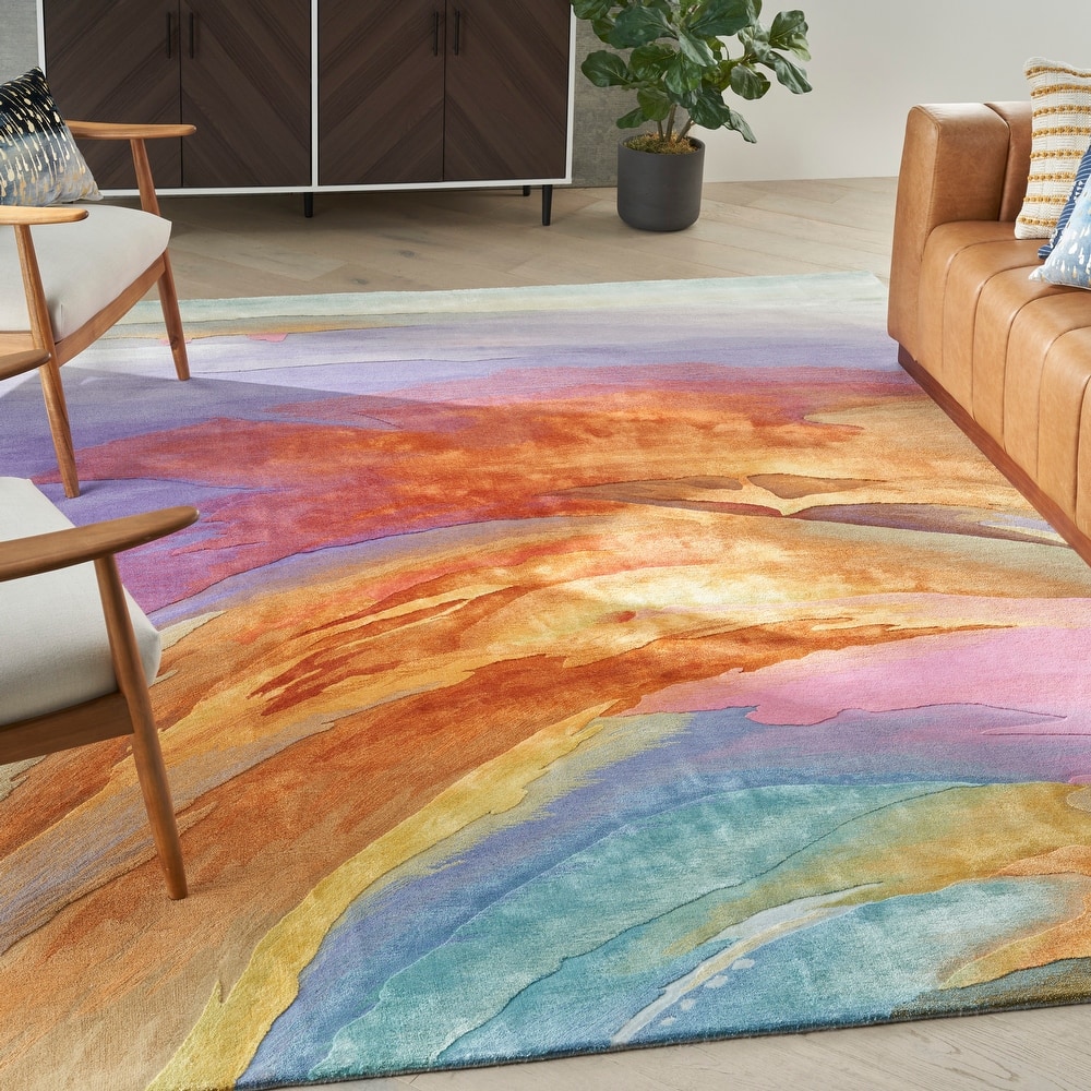 Nourison Prismatic Modern Abstract Sunset Watercolor Area Rug