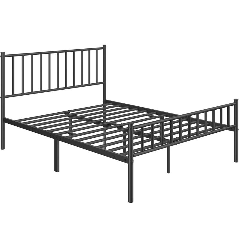 Yaheetech Minimalist Metal Platform Bed Frame with Spindle Headboard and Footboard
