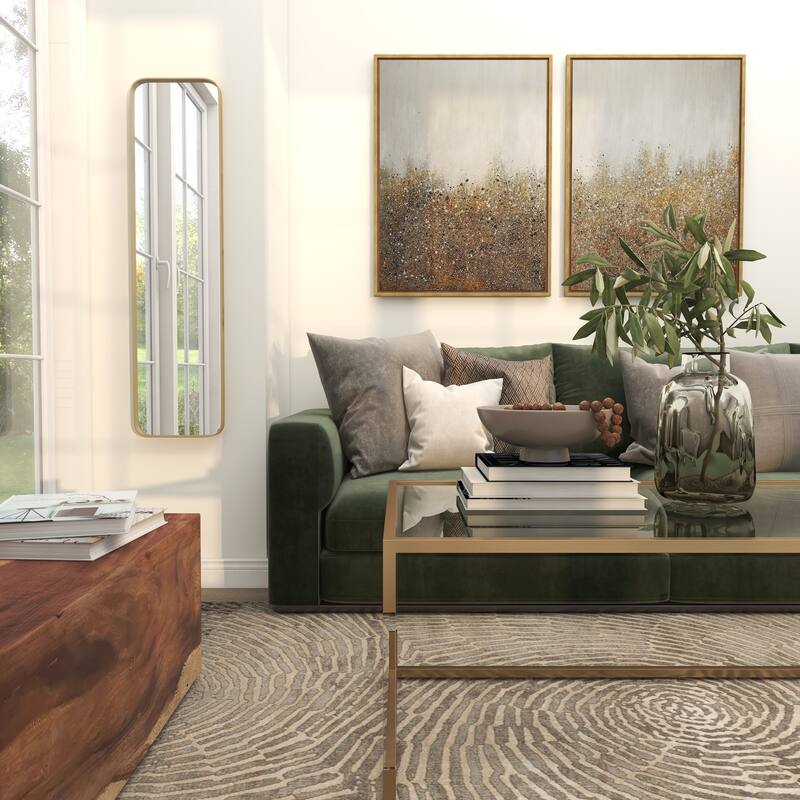 Iron Contemporary Wall Mirror - 12 x 2 x 48