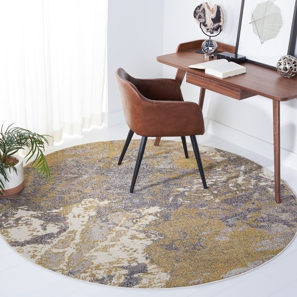 slide 2 of 26, SAFAVIEH Madison Serbana Modern Abstract Rug 6'7" x 6'7" Round - Ivory/Grey