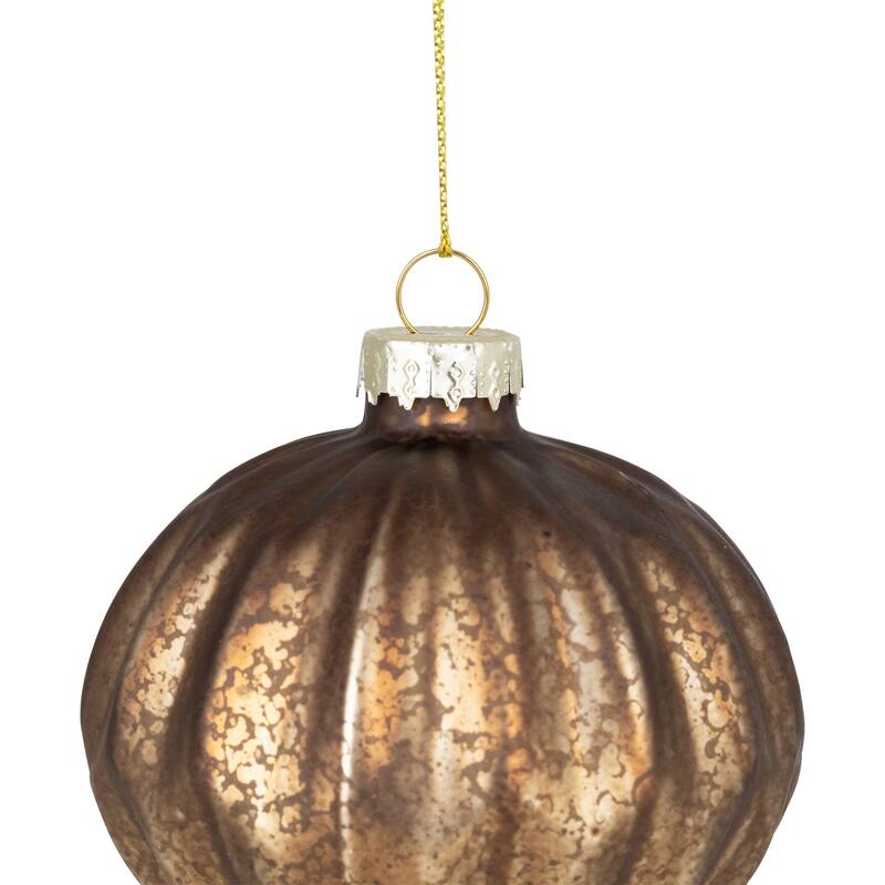 Mercury Onion and Ball Glass Christmas Ornament Set - 3" - Gold - 12ct
