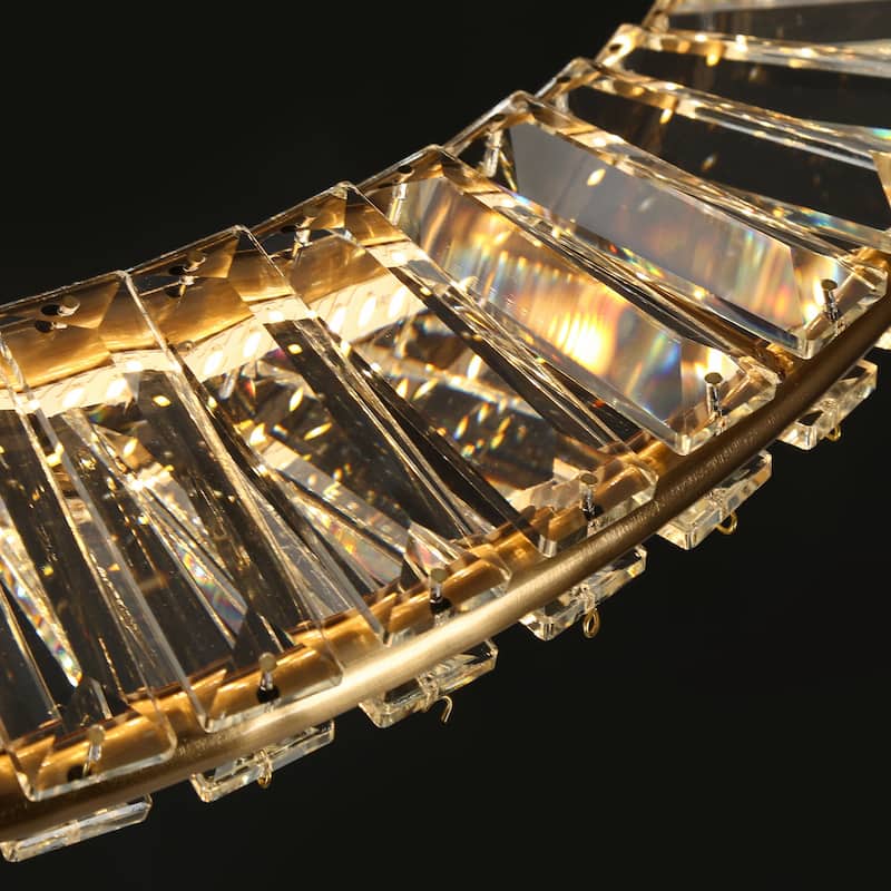 Modern LED Crystal Chandelier Gold Drum Lights for Dining Room