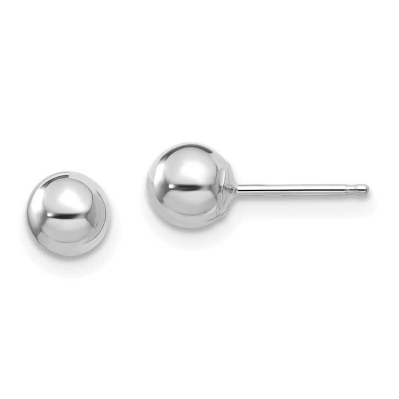 Curata 14k White Gold Polished 5mm Ball Post Earrings