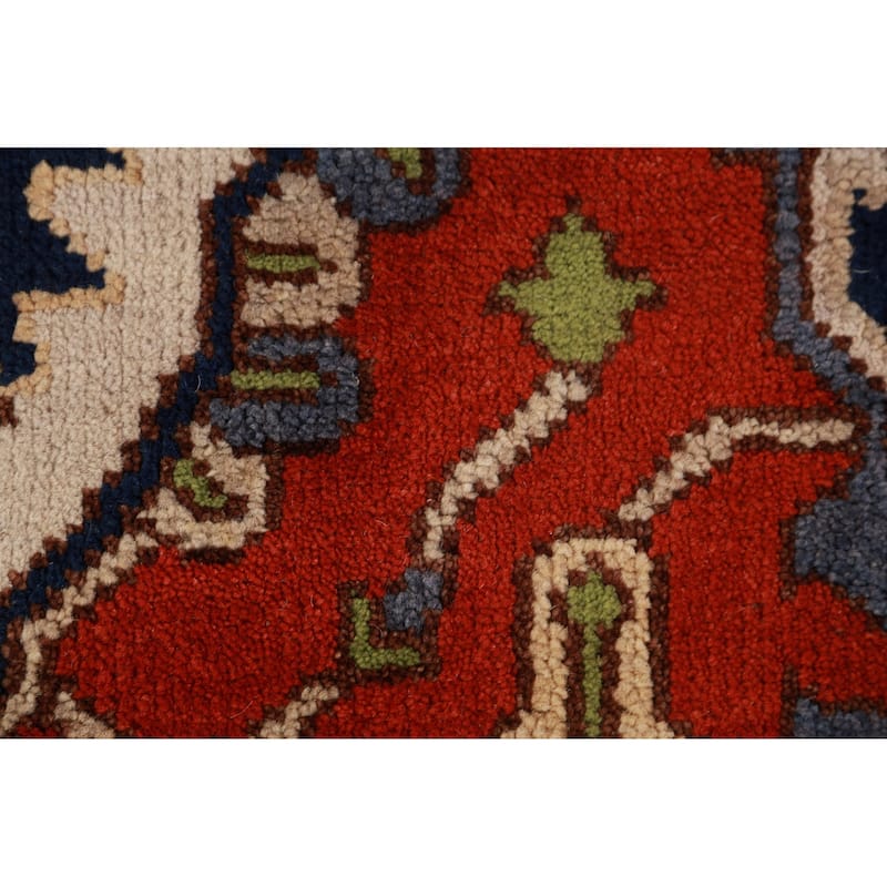 Ivory & Orange Heriz Serapi Indian Area Rug Handmade Wool Carpet - 8'11"x 11'9"