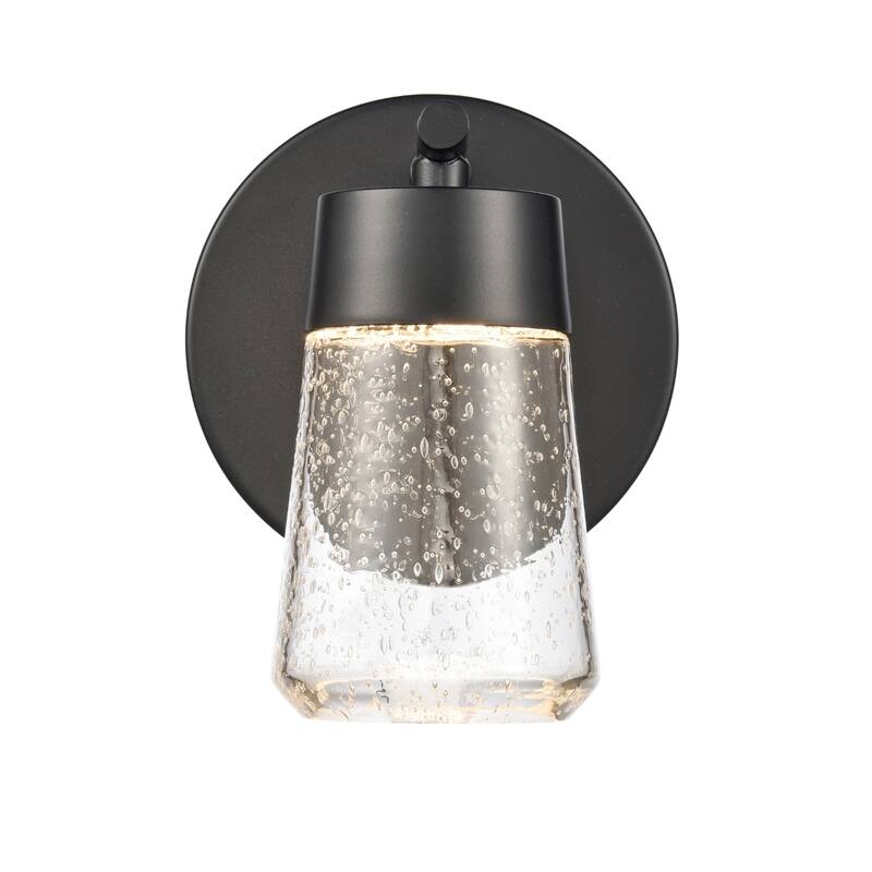 Elk Home Jergen Matte Black With Seedy Glass Vanity Light - 5''