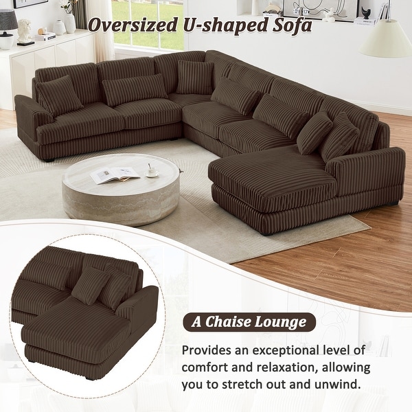 Harper&Bright Designs Oversized Corduroy Sectional Sofa with a