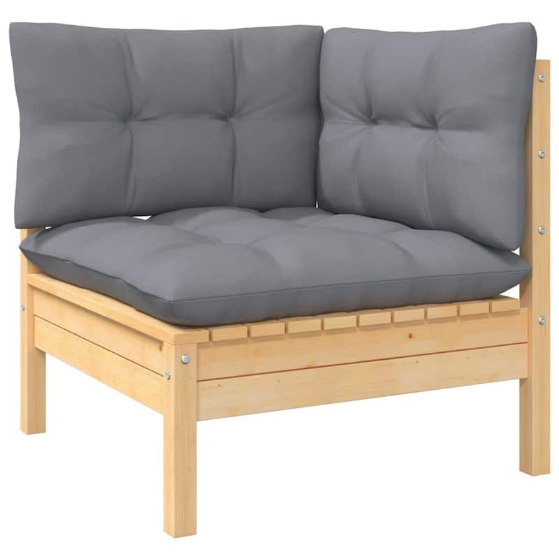 vidaXL Solid Pinewood Patio Lounge Set 13 Piece with Cushions Multi Colors