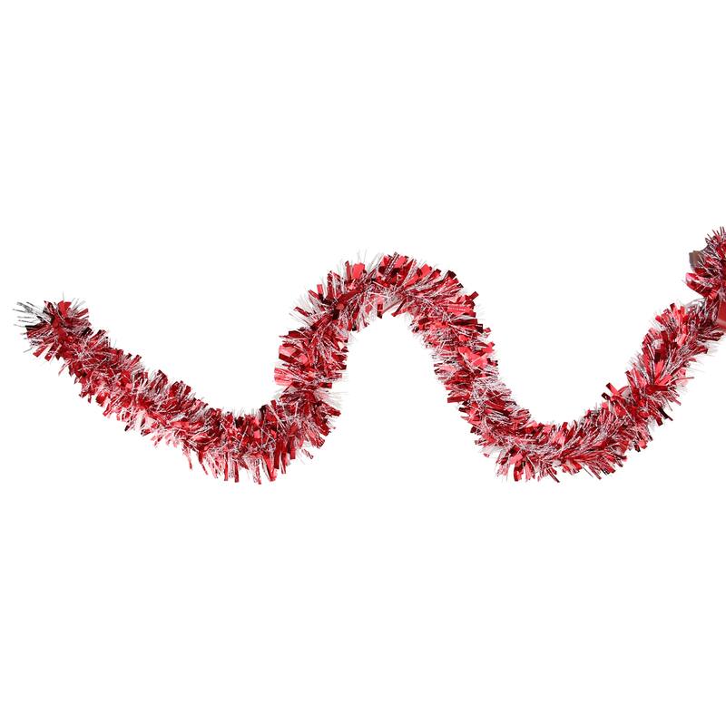 12' x 4" Shiny Red Snowblush Wide Cut Tinsel Christmas Garl - Unlit