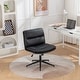 preview thumbnail 19 of 36, Armless Criss Cross Office Desk Chair, Vanity Chair with Wheels and Thickened Cushion, Ergonomic Adjustable Swivel Task Chair