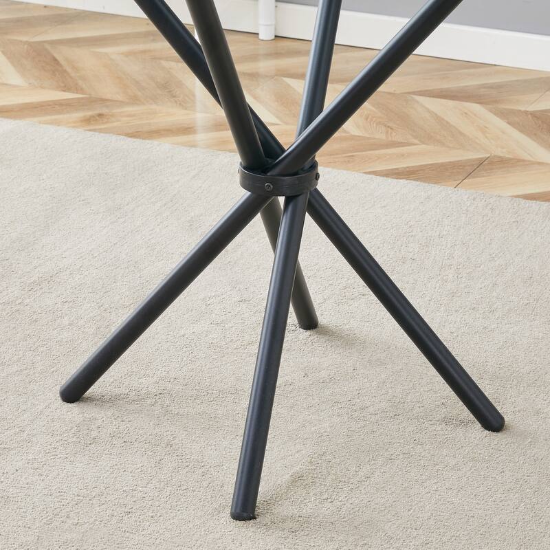 Exquisite Tempered Glass Round Table with Sturdy Metal Legs for Stylish Spaces