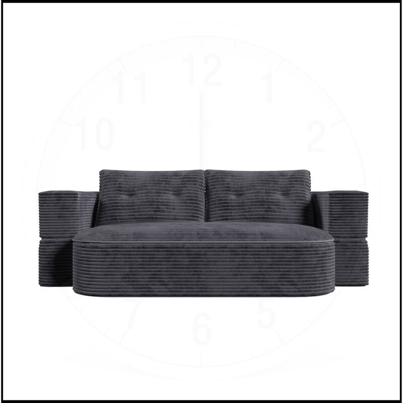 78.7 " W 2-in-1 Plush Corduroy Foldable Sofa