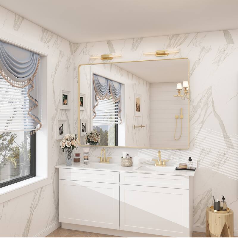 Modern Metal Frame Wall Mounted Bathroom Vanity Mirror - 48x36 - Black