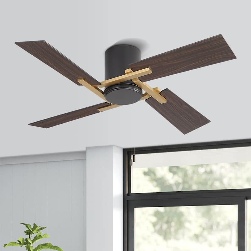 48Inch 4 Two-color Fan Blades Dc Motor Indoor Ceiling Fan With Remote - Black/Gold - 48"