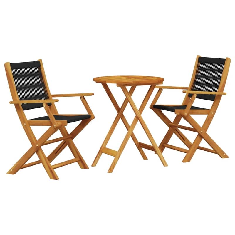 vidaXL Bistro Set Black Solid acacia wood, Polypropylene Compact