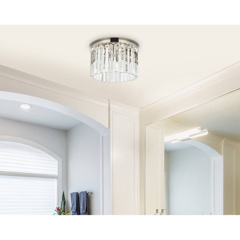 Royce Edge 3-Light Polished Nickel Flush Mount