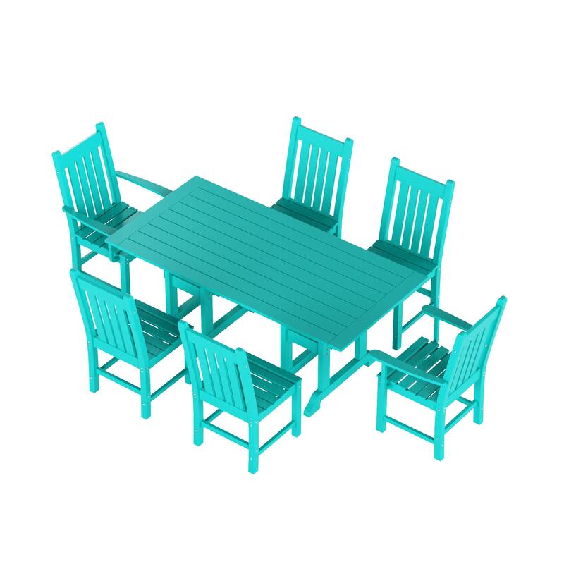 Laguna Hdpe All Weather Outdoor Patio Dining Set with Rectangle Table, Side Chairs (7-Piece Set)