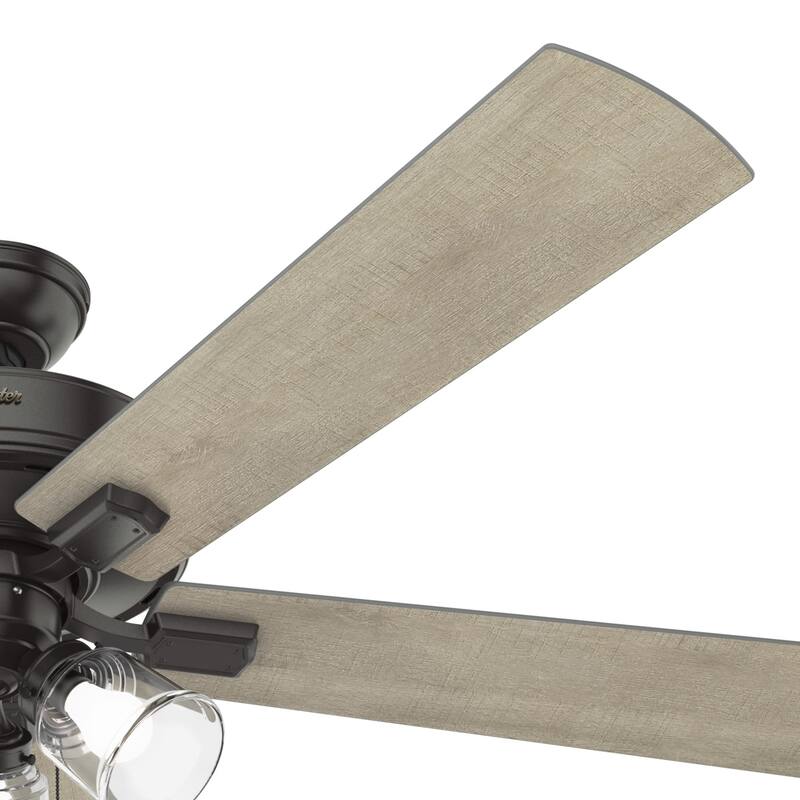 Hunter 60" Crestfield Ceiling Fan w/3-Light LED Light, Pull Chain - Farmhouse, Transitional, Rustic - Exclusive SureSpeed!