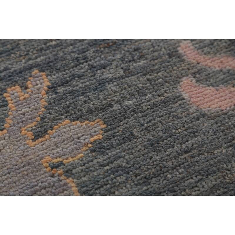 Hand Knotted Oriental 100% Wool Carpet Transitional All-Over Navy Blue & Blues Oushak Area Rug - 10' 0'' X 8' 2''