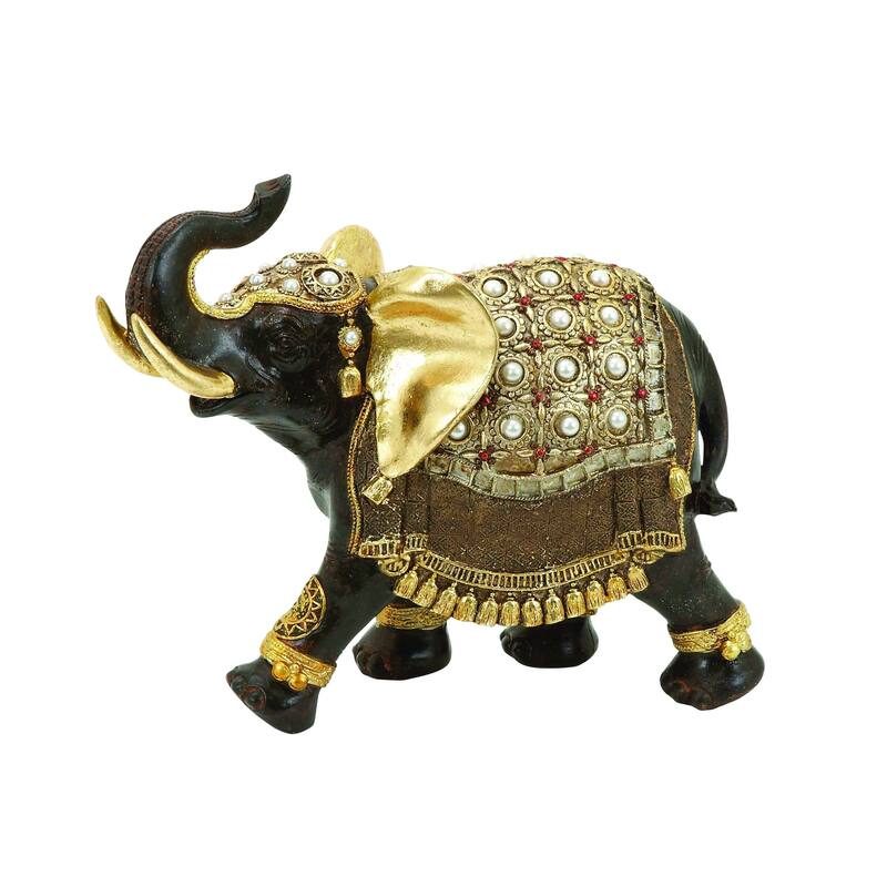 Brown Polystone Handmade Elephant Decorative Sculpture