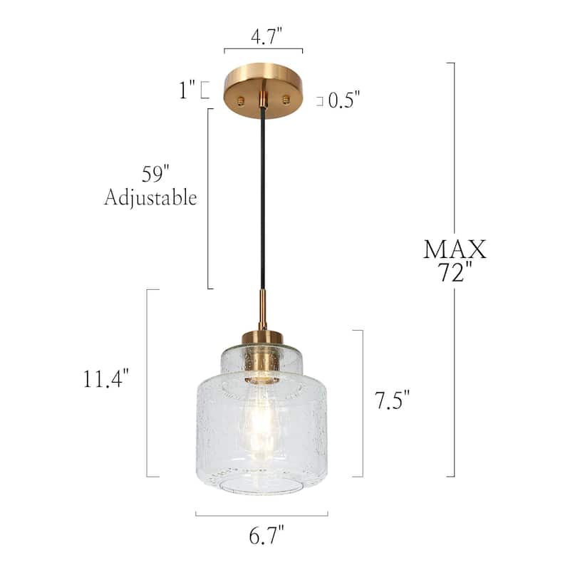 Yarge Modern Farmhouse Drum Wire Kitchen Bathroom Pendant with Art Glass Shade