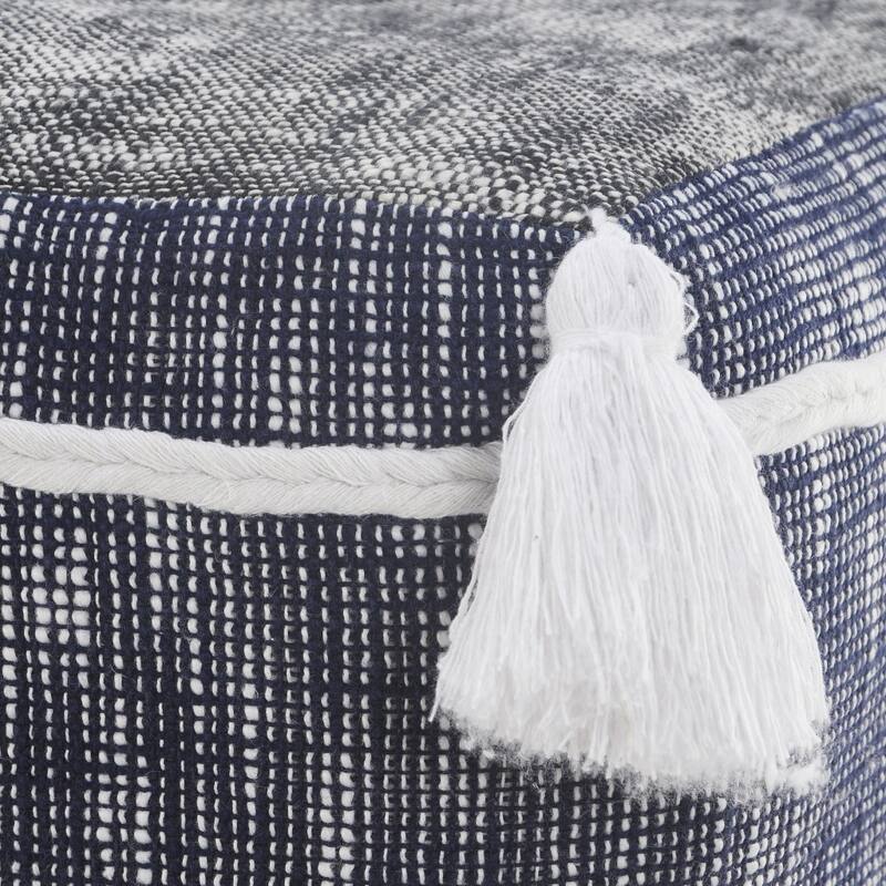 HomeRoots 16" Blue Polyester Ottoman