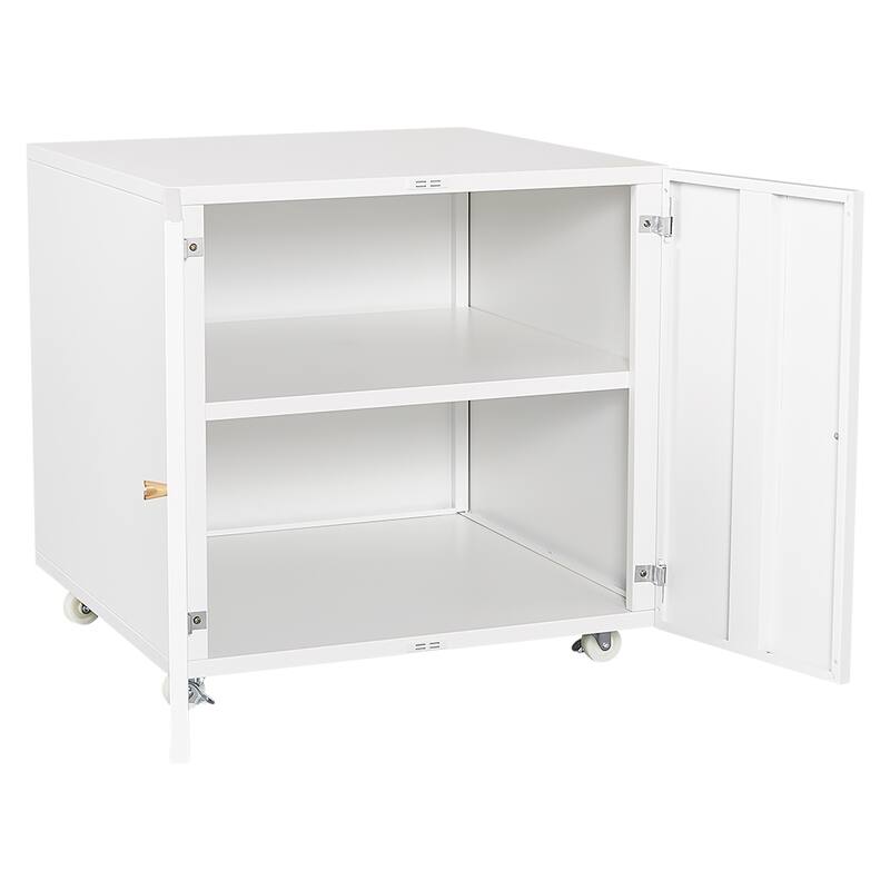 Anmytek White Mobile Metal Printer Stand with Storage Rolling File Cabinet for Home Office
