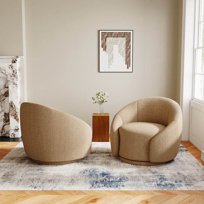 35" Wide Upholstered Swivel Accent Barrel Chairs (Set of 2)