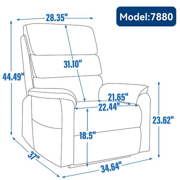 dimension image slide 7 of 18, Dual Motor Power Lift Recliner Chair with Power-Remote & Heat Massage, Electric Leather Adjustable Reclining Sofa