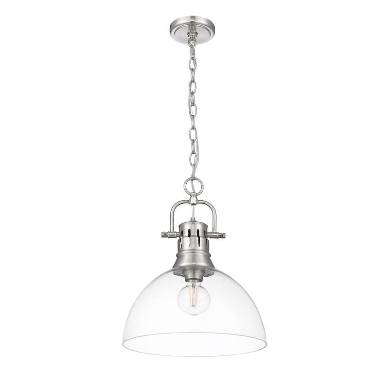 Yep by Golden Lighting Duncan 1-light 14in chain hung Pendant in Pewter and Clear Glass